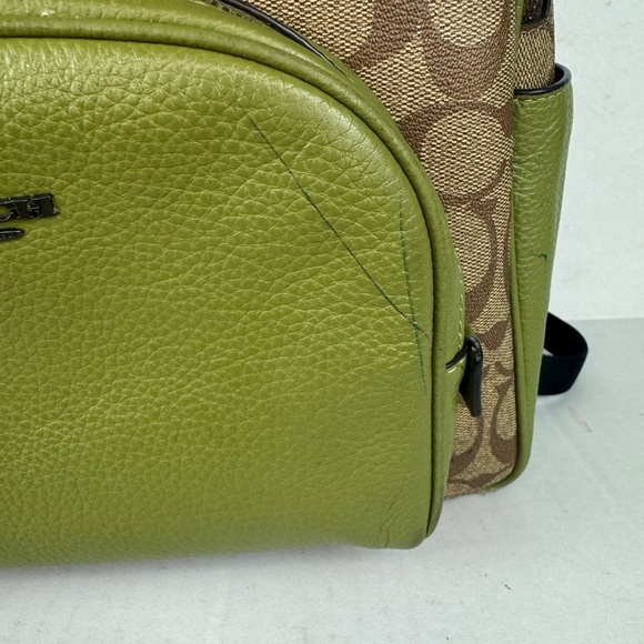Coach Tan and Green Monogram Backpack - Picture 4 of 11